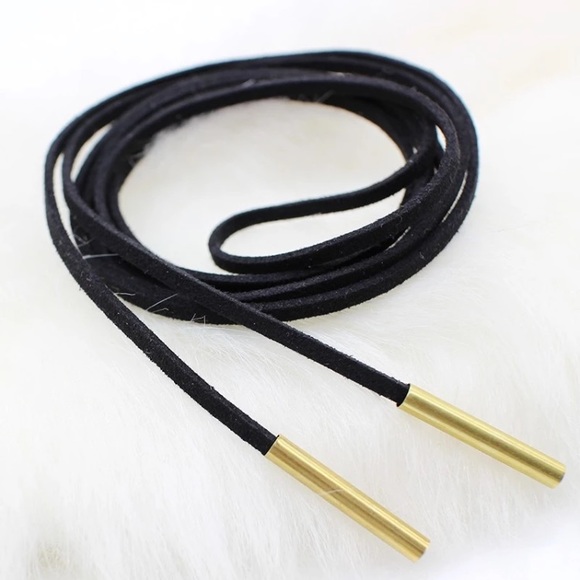2 for $5 Black Velvet Rope with Gold Bead Layer Necklace - Picture 4 of 6